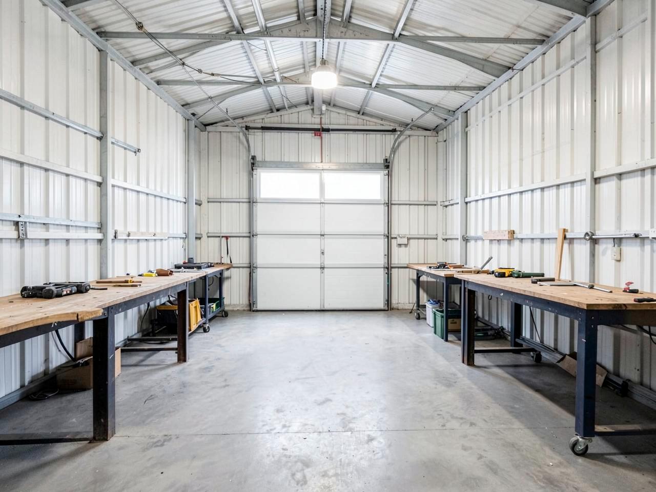 Representative photo of a finished metal workshop interior — placeholder imagery, not an Artisan Pole Barns Inc project
